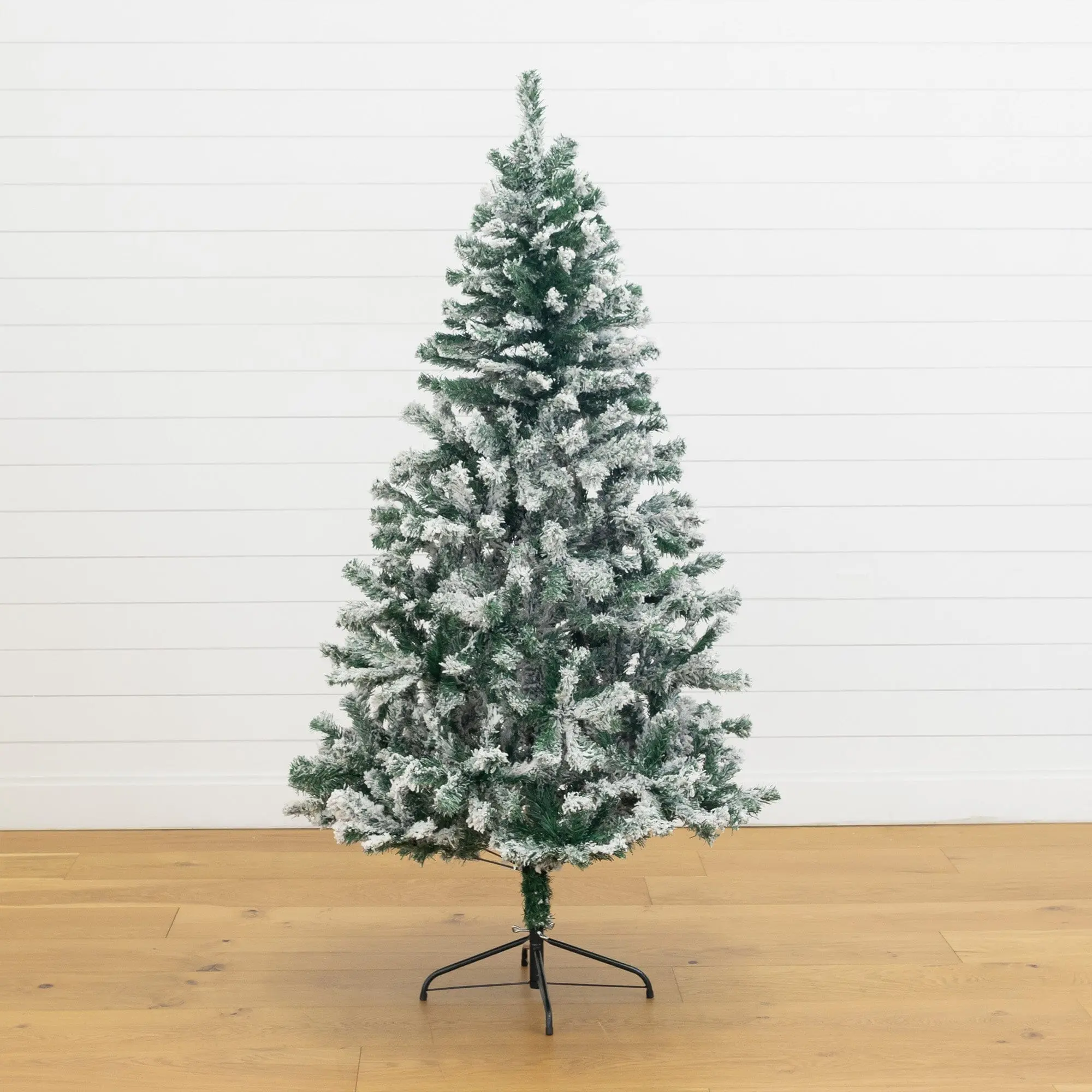6ft Tall Frosted Flocked West Virginia Fir Synthetic Artificial Christmas Tree - 550 Easy-to-Bend Branches, Soft Foliage, Stabilized Stand, Ornaments Display for Home Decor, Festive Decor
