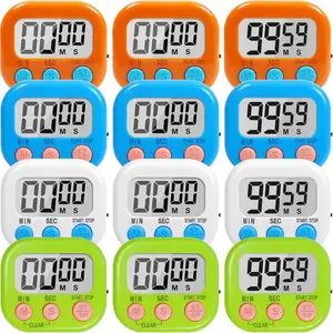 12 Pack Multi-Function Digital Timers,  Large LCD Display Loud  Countdown Timers, Extensively Use in Classroom, Break Time, Gym, Meeting, Cooking