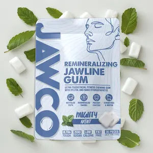 JAWCO Ultra-Tough Jawline Remineralizing Chewing Gum | Get a Stronger, Squarer Jawline | Mint Sugar-Free Xylitol & Nano-Hydroxyapatite | 35 Pieces/Pack