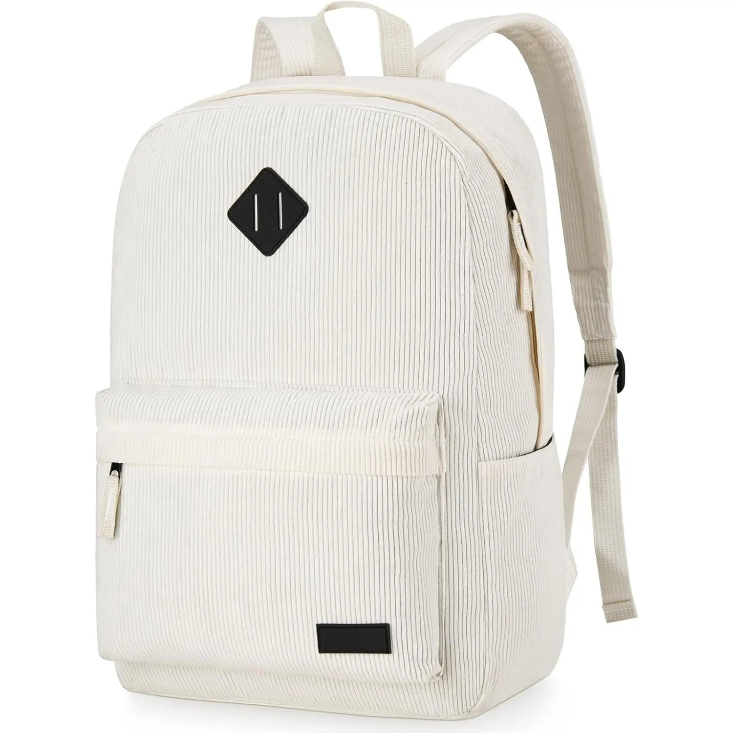 Backpack for Girls, Beige School Backpack for Teen Boys, Lightweight Casual Soft Corduroy Backpack for Women, Large Cute  Bookbag