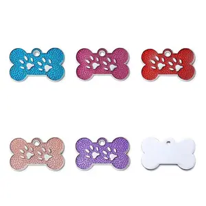 Personalized Pet Name Tags with Dog Bone-Shaped and Paw Print - custom pet ID tag, engraved puppy name tag, cute puppy ID tag for dog collar