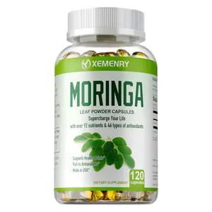 Xemenry Moringa Capsules, 1000mg, enhance immunity, improve gut health, and are rich in vitamins and antioxidants. Made in the USA.