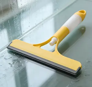 3 in 1 Spray Glass Cleaner Squeegee, Window and Mirror Scrubber with Built-in Spray for Home and Auto, Streak Free & Lint Free, White & Yellow