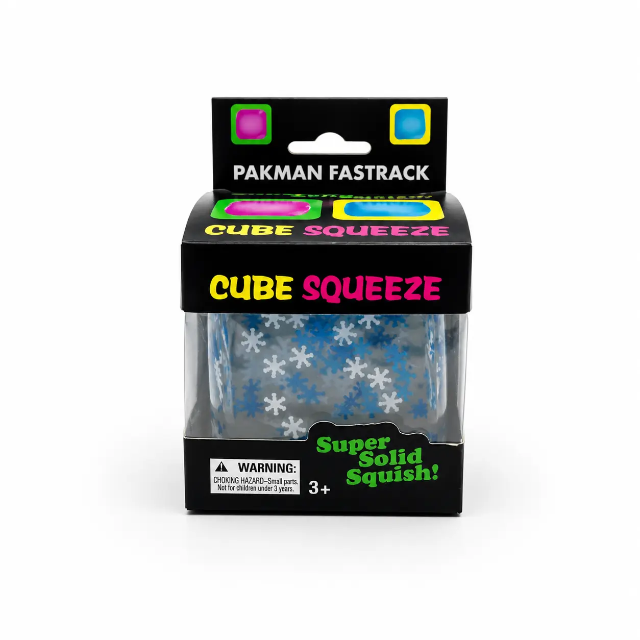 Cube Squeeze Squishy Stress Cube | Clear Glitter Snowflake Fidget Toy | Super Solid Squish Sensory Toy