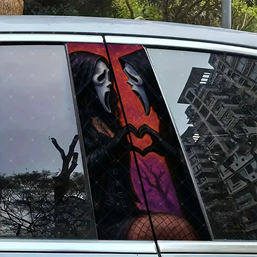 2pc Horror Couple Heart Vinyl Stickers, Stickers for Cars, Car B Pillar Protection, Easy Peel Off, Sunproof Waterproof Scratch Resistant, All Cars Decor, Automotive Decals