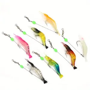 7pcs Luminous Shrimp Silicon Soft Fishing Lure - Catch More Fish with These Artificial Bait & Hook Combos, Fishing Hook Set! Fishing Accessories