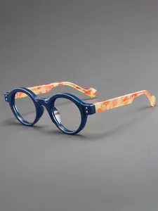 New Unisex Fashion Trendy Round Flat Mirror Lightweight Glasses, Classic Retro Japanese Korean Small Frame Eyeglasses, Daily Versatile Photo Decoration Frames