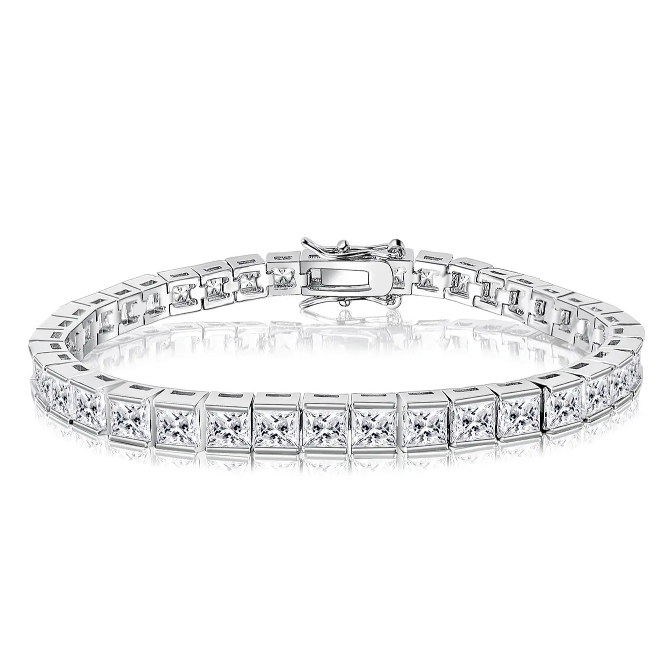 4mm Tennis Bracelet For Women and Men Princess Cut December Birthstone Summer Matching Friendship Bracelets Wedding Engagement Valentine's Gift Charm Fashionable Jewelry