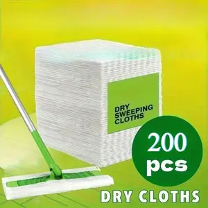 200sheets/pack, Disposable Mopping Cloth, Dry Sweeping Cloths Pads, Disposable Duster Refills Mop Pads For Floor Mopping And Cleaning, Thickened Disposable Electrostatic Dust Removal Paper, Quick And Easy Floor Maintenance