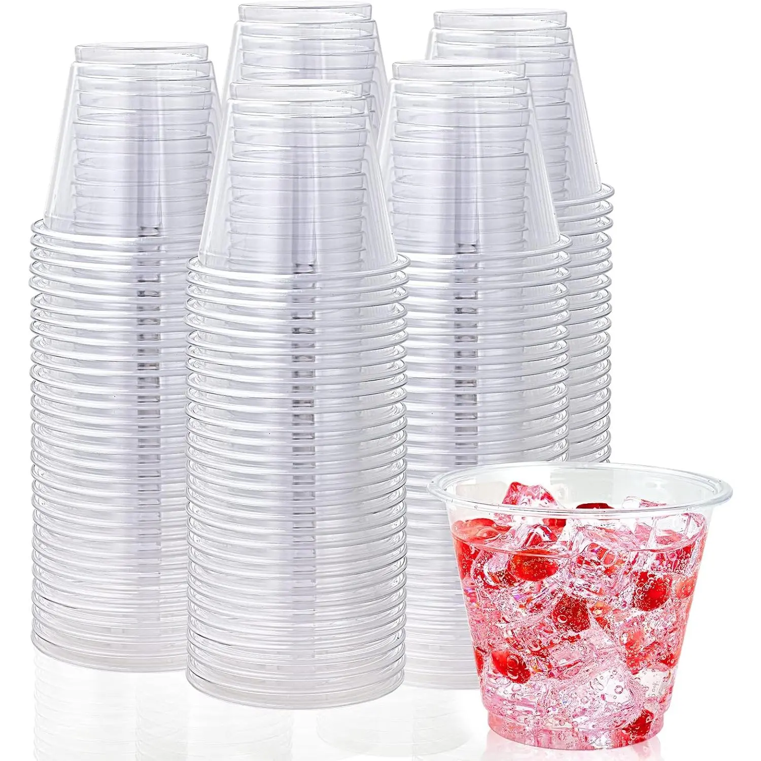 300 Pack 9 oz Clear Plastic Cups, 9 Ounce Disposable Plastic Drinking Cups,  Clear, for Parties, Ceremonies, Events