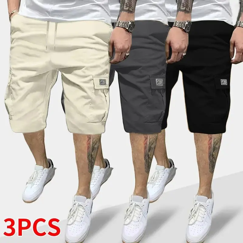 Men's Fitted Matching Shorts Set - Casual Summer Drawstring Color-Mixed Shorts, Lightweight Breathable, Slanted Multipocket, Versatile Everyday Beach Gym Wear Brown, Black, Green, Pink, Color-Mixed Men's Shorts, Fitted Men's Shorts Activewear Athl