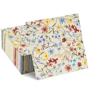 20pcs/100pcs Disposable Floral Peonies Napkins, Vintage Wildflower Party Napkins, Disposable Tableware, Perfect for Weddings Birthdays Tea Parties, Desserts & Celebrations