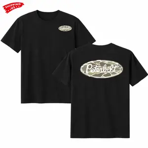 Peterbilt Camo Logo T-Shirt, Vintage Camouflage Peterbilt Oval Logo Graphic Tee, Premium Cotton Unisex Truck Driver Shirt for Diesel Truckers & Trucker Lifestyle Gift