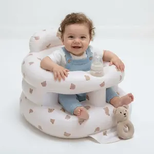 Inflatable Baby Seat for Hands-Free Parenting, Anti-Rollover PVC Toddler Floor Chair with Safety Fence, Portable Sit-Up Helper