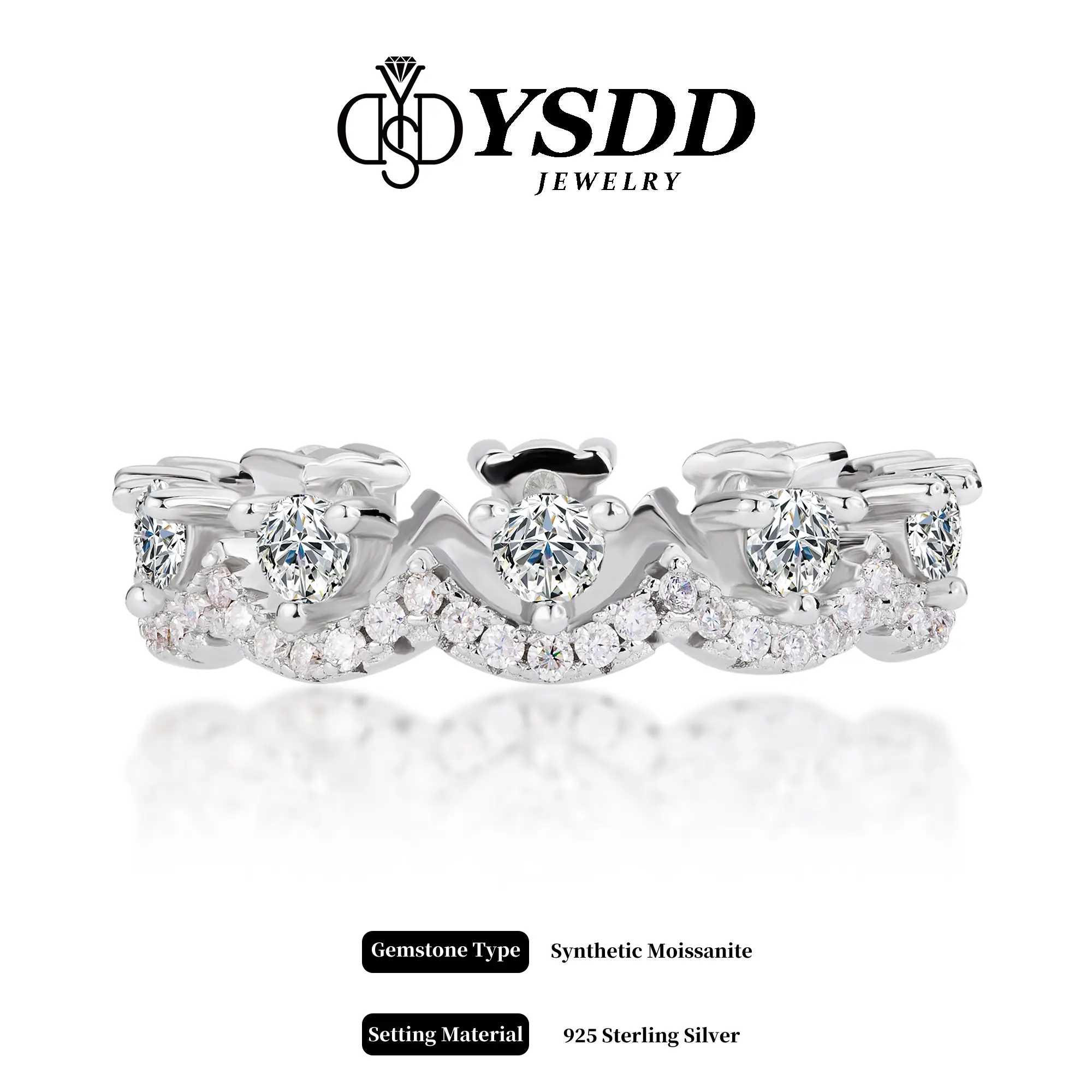 【#611 Ring Enhancer】Synthetic Moissanite Matching Band in 925 Sterling Silver