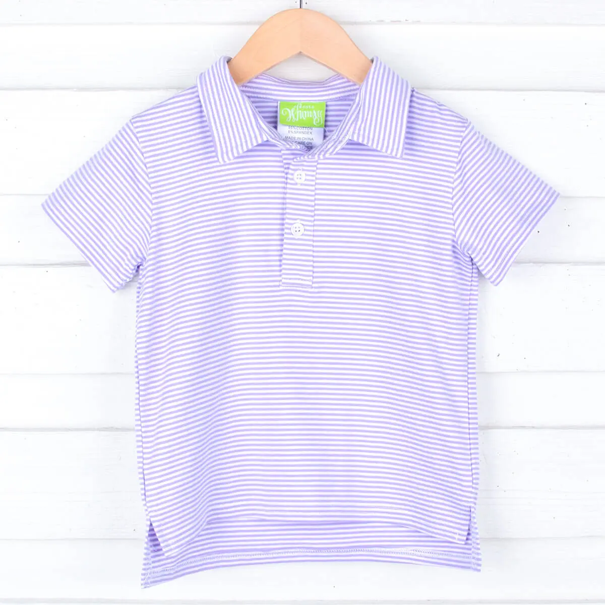 Lavender Stripe Knit Polo - Short Sleeve Boys Collared Shirt