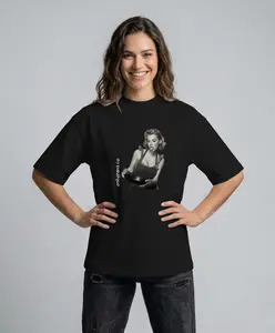 Essential Cotton T-Shirt - Rub Me Down - Black & White Pinup