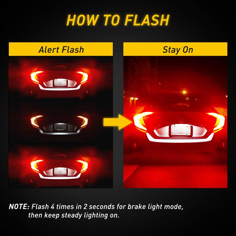 AUXITO 3157 Red LED Blinking Flashing Strobe Brake Stop Tail Light Parking Bulbs