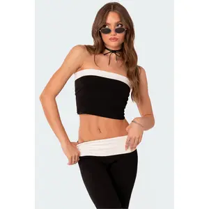 Contrast Fold Over Tube Top Contrast Fold Over Tube Top