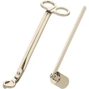 Candle Snuffer and Wick Trimmer Stainless Steel Polished Candle Accessory Set with Long Handle Candle Extinguisher for Candle Lovers and Families Who Love Candles