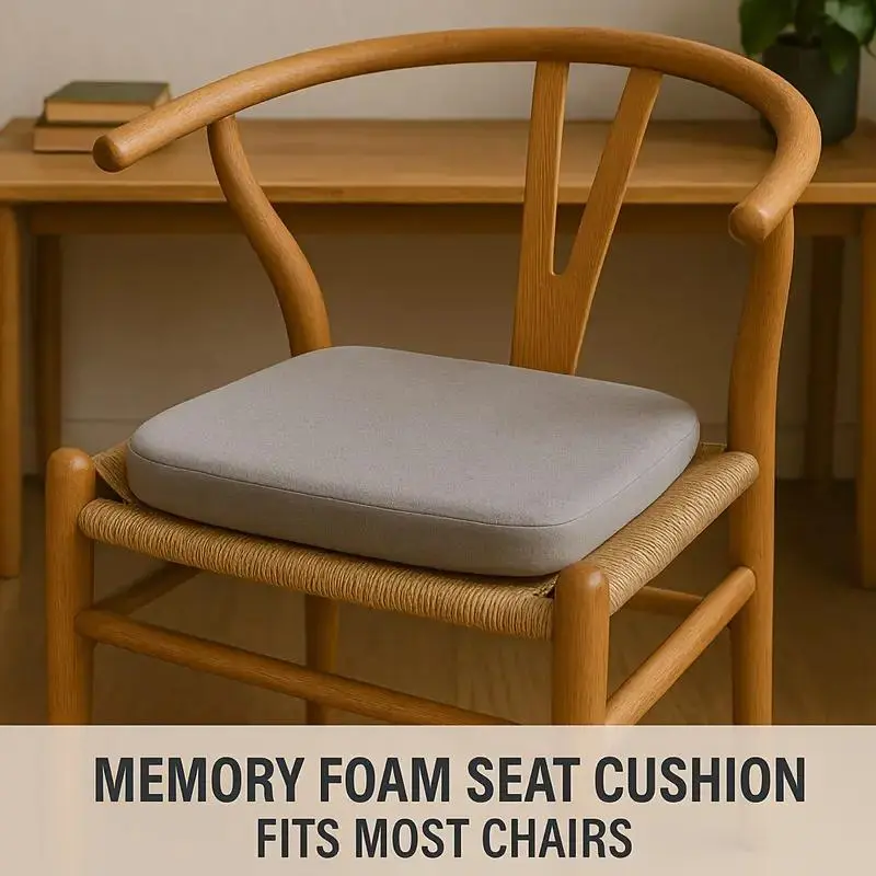 Memory Foam Seat Cushion, Extra Thick 1.5 Inch Office Chair Cushion with Washable Cover & Non Slip Bottom for Office, Car, Truck & Wheelchair