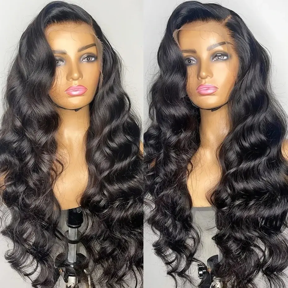 MYLOCKME Body Wave 13x4 Lace Front Wigs Human Hair 180% Density 13x6 HD Transparent Lace Frontal Wig Pre Plucked Brazilian Remy Human Wigs For Women