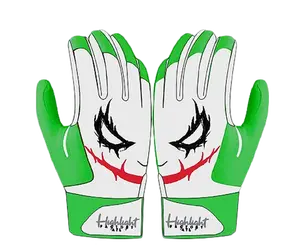 HAHA Batting Gloves with Character Design, Green and White Color Scheme, Simple Design for Baseball Batting