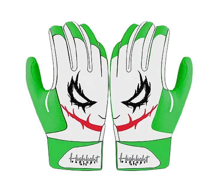 HAHA Batting Gloves with Character Design, Green and White Color Scheme, Simple Design for Baseball Batting