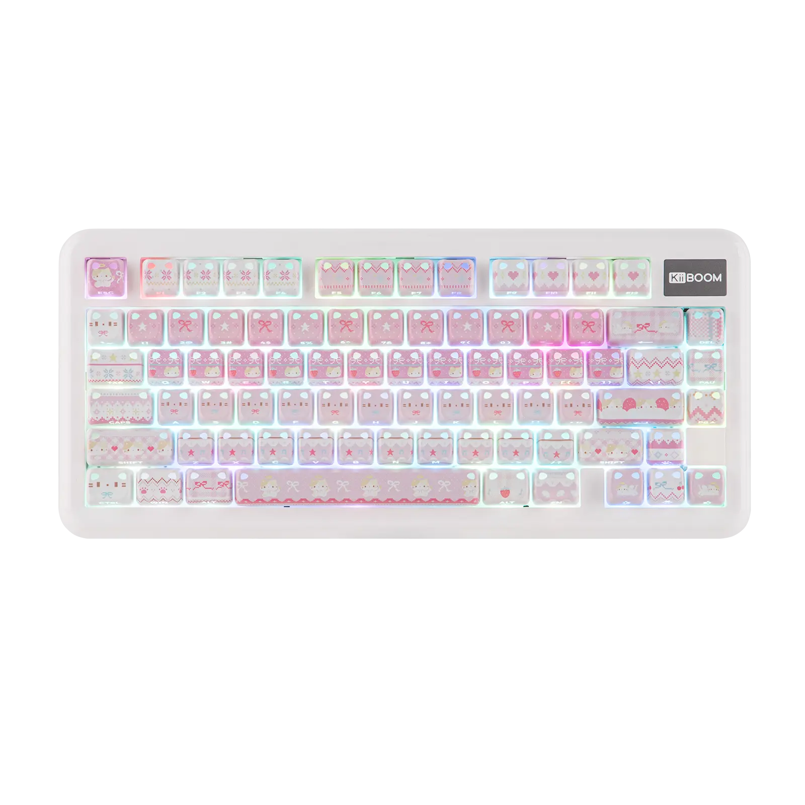 KiiBOOM Pink Meow / Meow Bow Keycap Set, MAO Profile, Cute Cat Keycaps, ABS+PC Double-Shot Custom 113 Keys for Mechanical Keyboard, Compatible with 60%, 65%, 75%, TKL, 96%, Full-sized Layout Computers & Office Equipment
