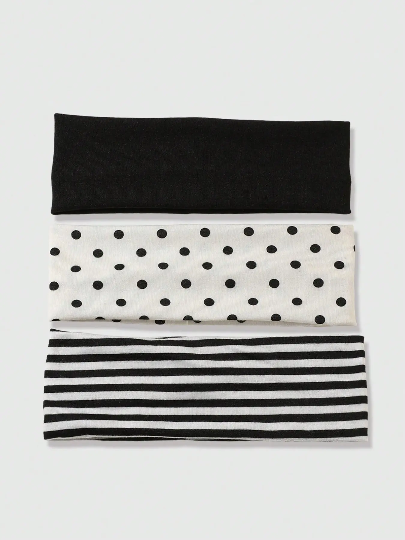 3pcs-Black-White-Polka-Dot-Striped-Elastic-Sweatband-Suitable-For-Daily-Life-Yoga-Fitness-Travel-Women-Hair-Accessories-Sports Headband-Elastic Headbands Stretchy Headbands Workout Headband