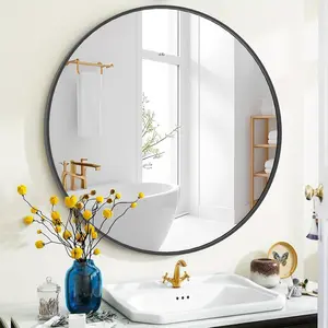 20/24/30" Round Wall Mirror - Bathroom Mirror for Over Sink, Circle Vanity Mirror with Rustproof Frame for Entryway, Bedroom, Living Room, Dorm Decor - Modern & Stylish Design