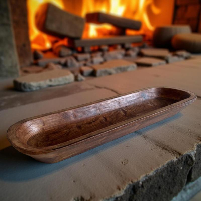 TLC Candle Co. Decorative Wooden Dough Bowl - Sturdy Rustic & Vintage Design for Home Decoration & Gifts - Hand Carved Wood with Unique Imperfections - Ideal for Versatile Use Saladbowl Sundaebowl