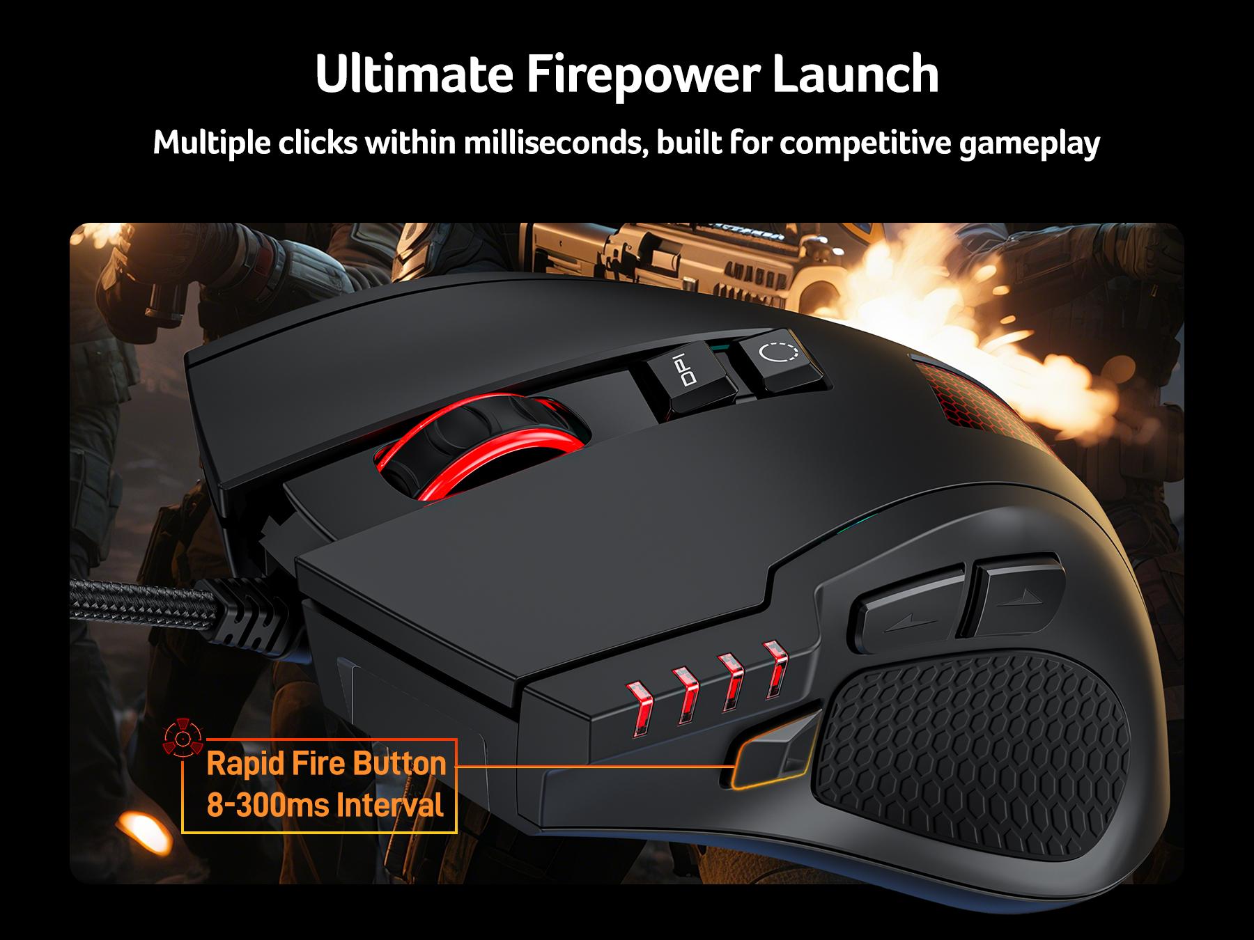 acer Wired Gaming Mouse, 12,800 DPI RGB Ergonomic Computer Mouse with Optical Sensor, 8 Programmable Buttons, 12 Backlit Modes, Software for DIY Keybinds, Rapid Fire, USB Gaming Mice for Laptop, PC