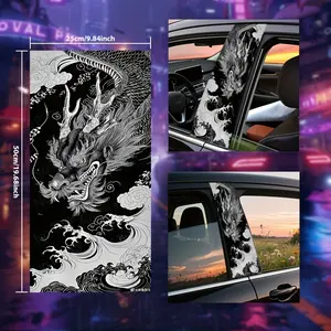 Premium Car B-Pillar & Bumper Sticker Set, Waterproof Scratch-Resistant PVC Decals Chinese Style Ink Auspicious Dragon, Universal for All Vehicles & Surfaces
