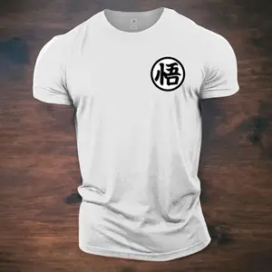Dbz Goku Kanji Shirt: Anime Printed Mens Cotton T-Shirt Goku Symbol Summer Short Sleeve Gym Sports High Quality Oversized Dbz Apparel Women Men - graphic tee christian Vintage Train Graphic Crewneck Tee