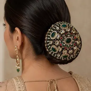 Kundan hair bun cover