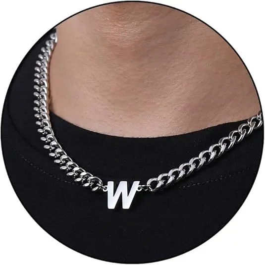 W letter necklace (steel color)