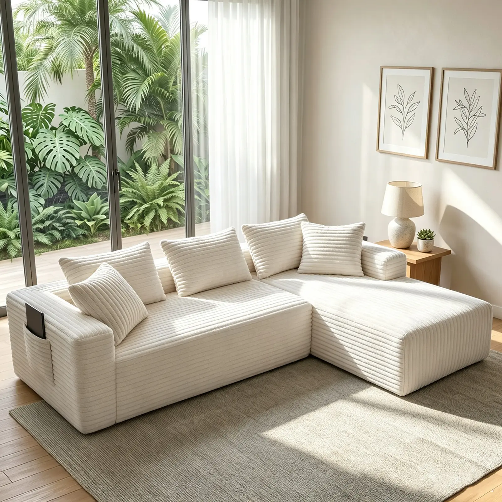 【Fall Essentials】Joylsle 94" Cloud Sectional Sofa, Soft Plush Corduroy Ergonomic Modular L-Shaped Couch Bed with Deep Seat & Side Pocket, 1-Box No Assembly for Living Room & Bedroom,sectional couches living room, cloud couch dupe,soft corduroy fabric