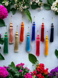Beautiful Tassels / Paranda Set Of 10 - Colorful Backdrop Decor for Indian Festivals - Lohri, Diwali, Eid, Indian Weeding Decor