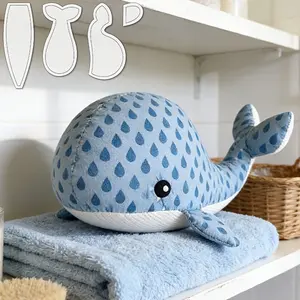 4-Piece Whale Pattern Quilting Templates for DIY, Washable and Reusable Pet Cutting Guides, Cute Plush Doll Sewing Tools for Craft Projects