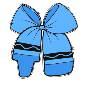 Blue Crayon Bow Print - Blue Color with Black and White Design, No Additional Features or Text