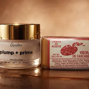 Quintero Beauty Skin Care Essentials Duo Plump + Prime Moisturizer 50 mL & JABON DE ACEITE 140g for Radiant Skin