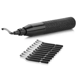 Deburring Tool with  - Rotary Shaft and 10  Steel Burr  and Zipper Storage Case - Machinist Tool for Metal, , Copper, Plastic Pipe,  Printing, Brass, Black