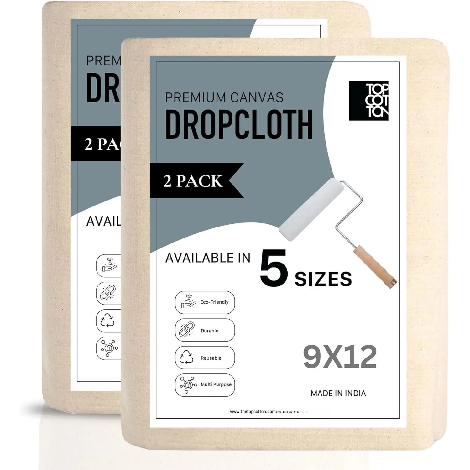 Top  Canvas Drop Cloth 2 count,   Drop Cloth,  Recycled  Canvas Tarp Cover for Painter, Furniture, Floor Protection,  Purpose Painters Dropcloth for Christmas DIY (9X12FT)
