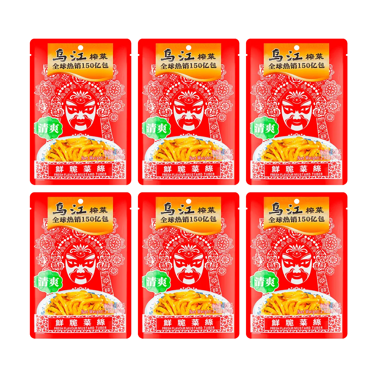 WUJIANG 【Value Pack】Mustard fresh crispy shredded cabbage, 80g*6