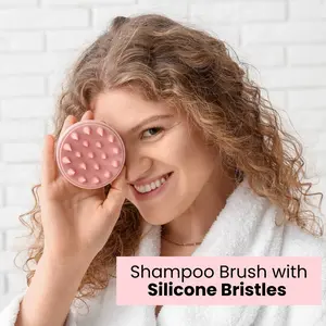 Shampoo Brush Silicone Bristles Shower Scrub Brush for Scalp Exfoliation Premium Scrubber Curly/Wavy Hair Scalp Brush Smooth Cleaning Bath Personal
