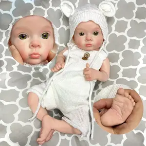 18 Inch Tutti Full Body Silicone Reborn Girl Doll Hand-Painted Skin Bald White Outfits Elastic Washable Lovely Newborn Doll Toys For Children's Present