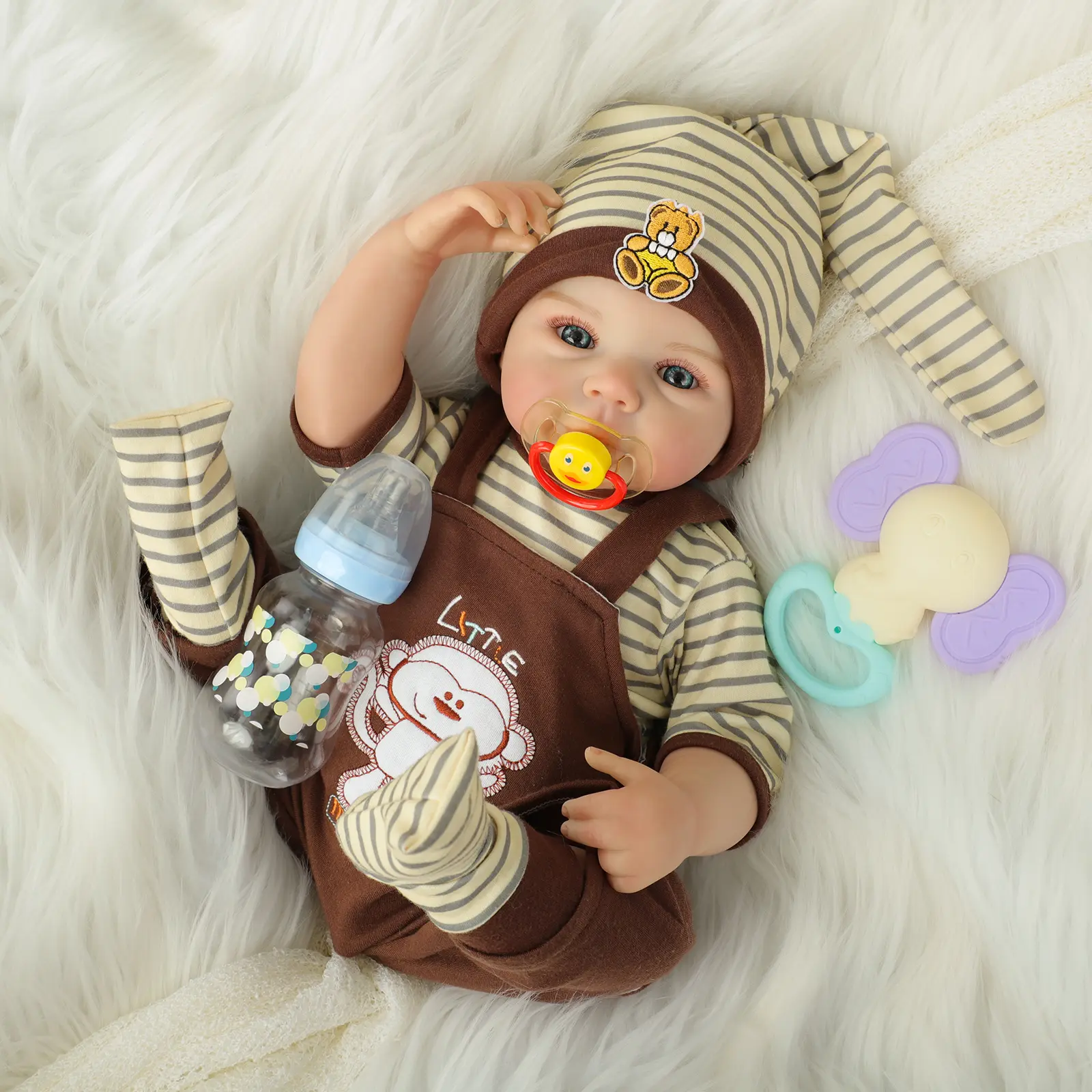 **Realistic Reborn Baby Dolls 20" Sweet Smile Lifelike Newborn Baby Doll Full Vinyl Body Poseable Real Life Like Toddler Bebe with Birth Certificate & Feeding Kit Toys Gifts for Kids Age 3+