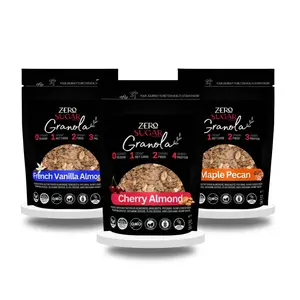 Zero Sugar Granola - (Cherry, Maple, Vanilla)  Granola Nut Snack Mix, 10oz Resealable Bag/Pack, Sugar Free, Gluten Free, Vegan, Dairy Free, Natural