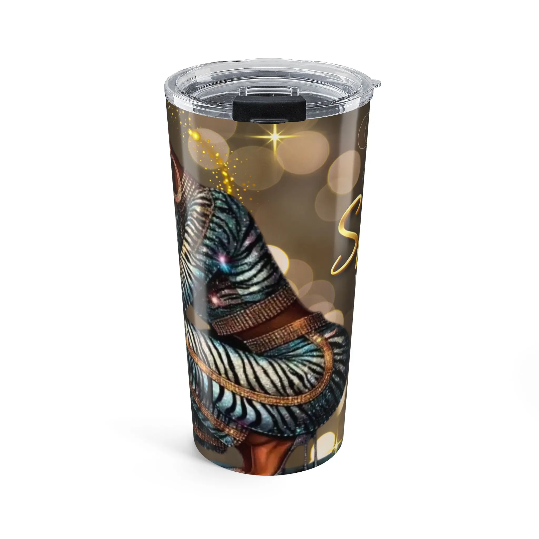 Copy of Leopard Print Diva Tumbler 20oz | Black Quilted Gold Rose Design